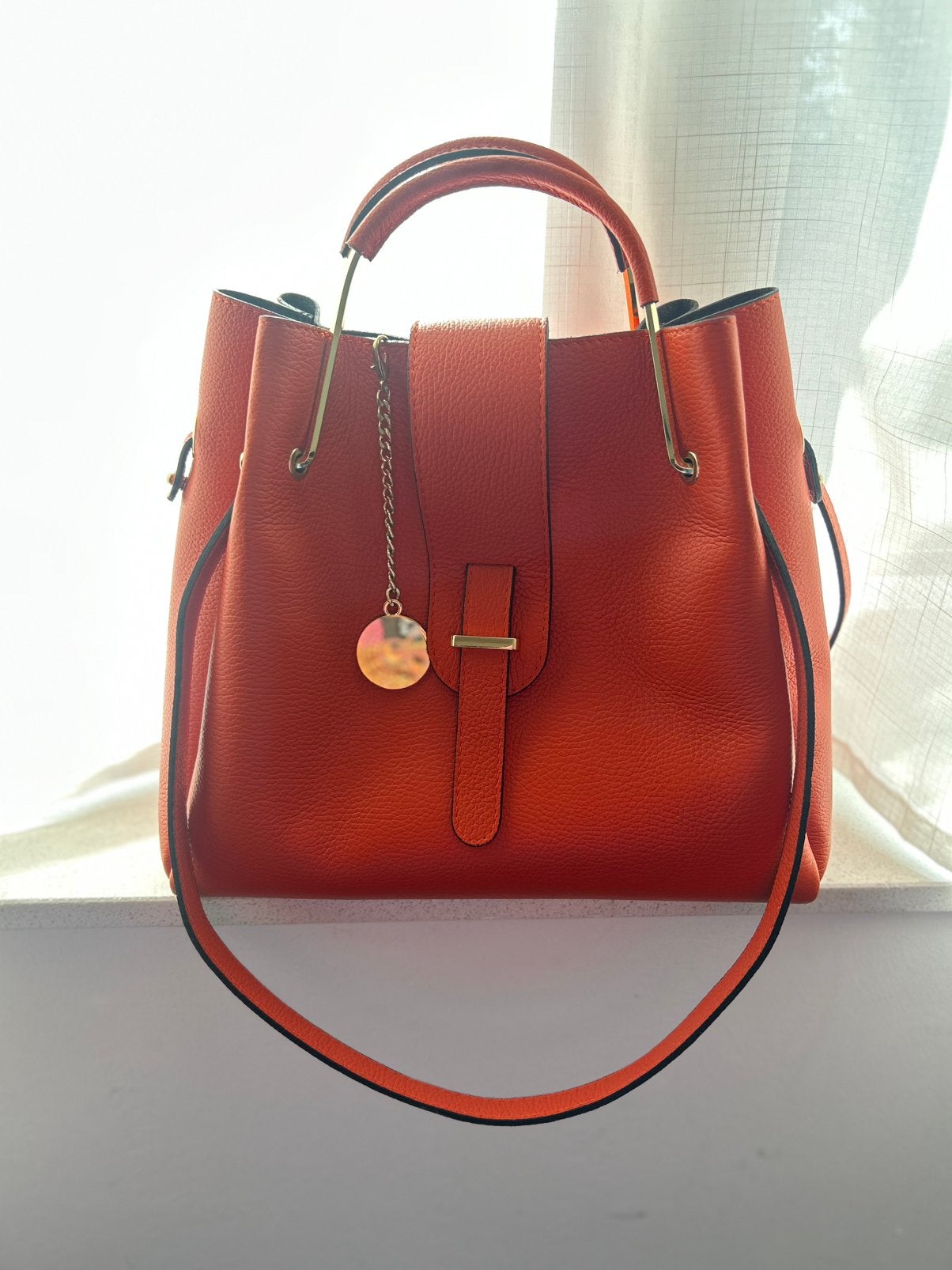 Handtas Gianni Chiarini Oranje Leer, Ophalen, Nieuw, Oranje, Handtas