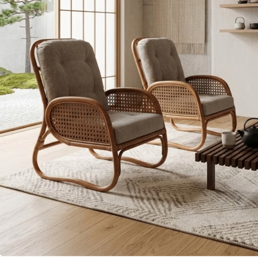 japandi rotan stoelen/ zetels, Huis en Inrichting, Ophalen, Gebruikt