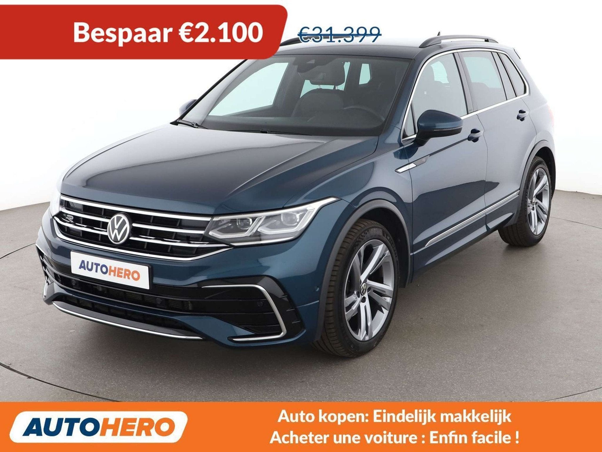 Volkswagen Tiguan 2.0 TDI R-Line (bj 2021, automaat), Auto's, Gebruikt, Blauw, 152 g/km, 5 deurs