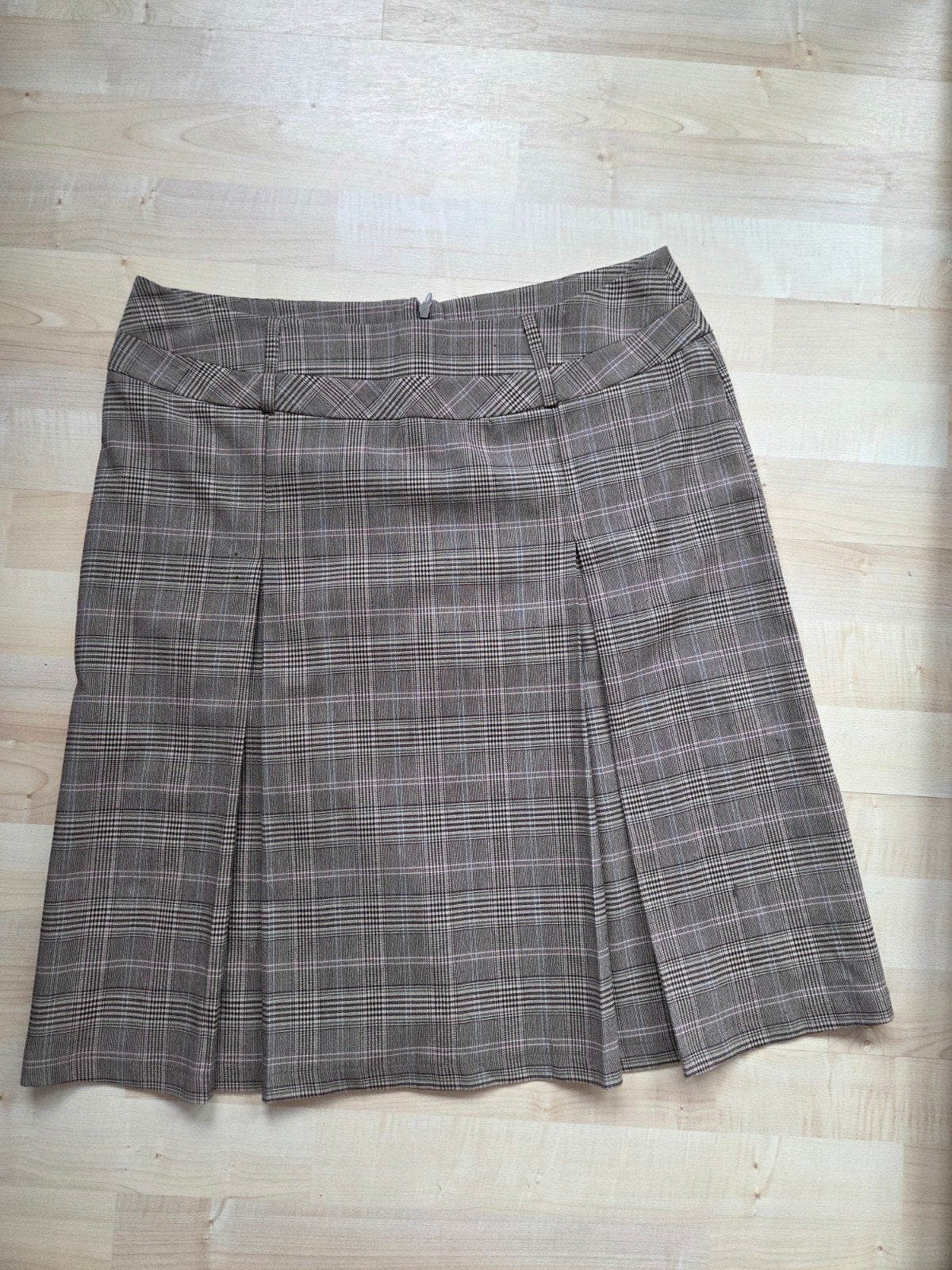leuke bruine rok ruitjes roze streep xl, Maat 42/44 (L), Nieuw, Roze, Boven de knie