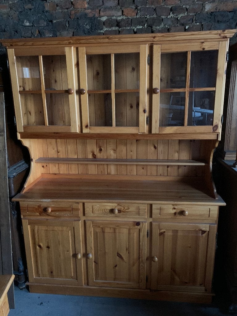 Ensemble vaisselier buffet en pin massif, Maison & Meubles, 25 à 50 cm, 100 à 150 cm, Utilisé, 150 à 200 cm