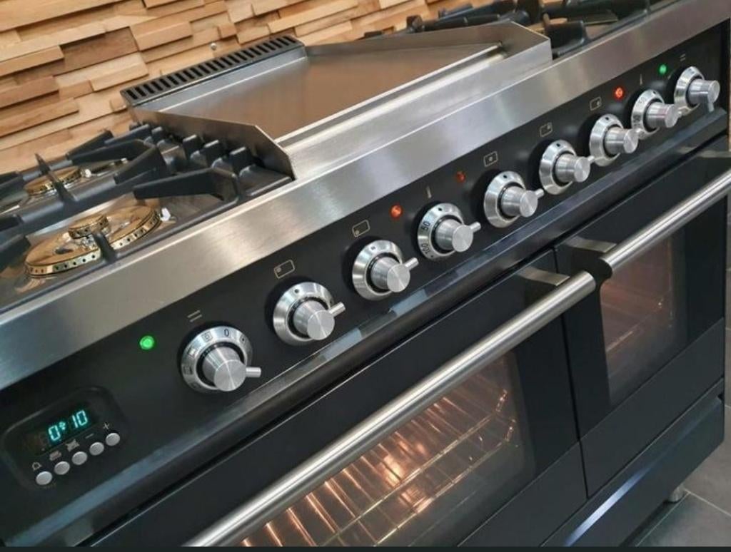 🔥Luxe Fornuis Boretti 90cm antraciet rvs 2 ovens frytop, Ophalen, 60 cm of meer, Zo goed als nieuw, Gas
