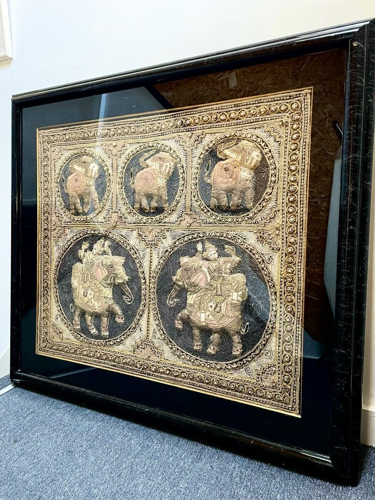 Prachtige set van 2 XL Kalaga wandtapijten in laklijst, Antiquités & Art, Enlèvement