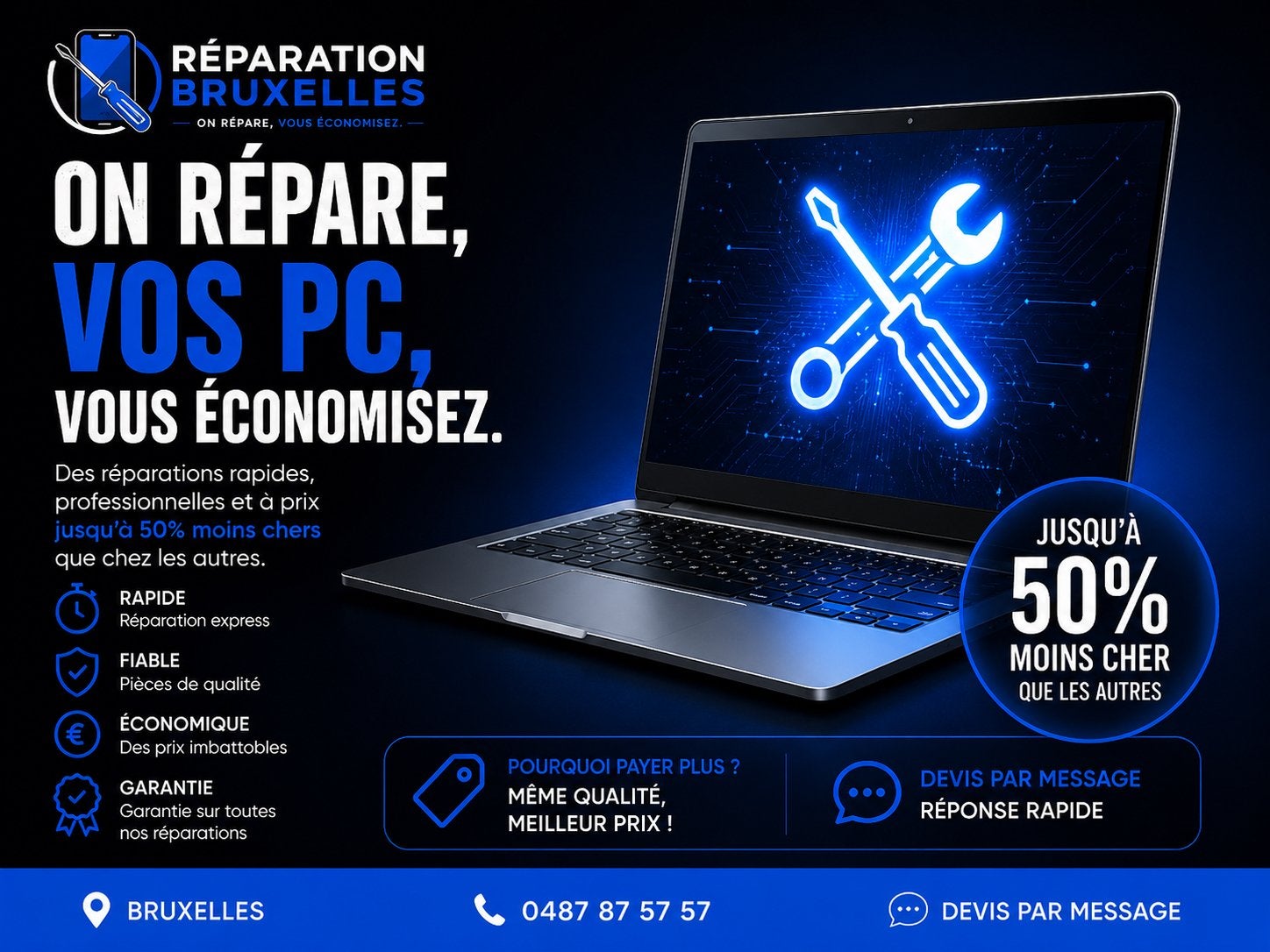 Réparation PC à Bruxelles, Enlèvement, Neuf