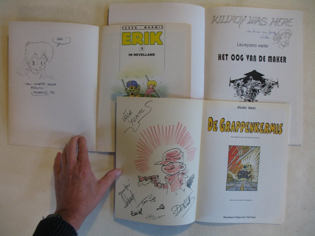 Strips met dedicace, 3 x 1ste druk , Plusieurs BD, Enlèvement ou Envoi, Comme neuf