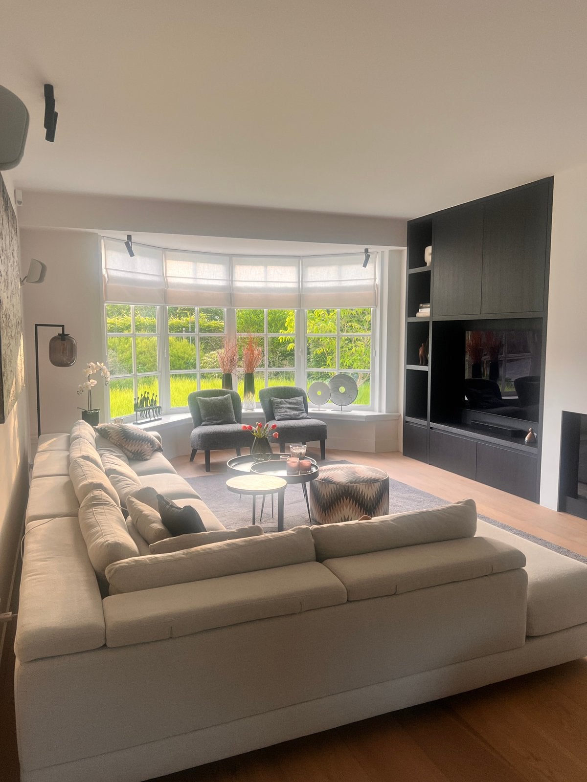 Gereserveerd Grote modulaire hoekbank – 386 of 306 cm, Huis en Inrichting, Ophalen, Gebruikt, 300 cm of meer, Stof