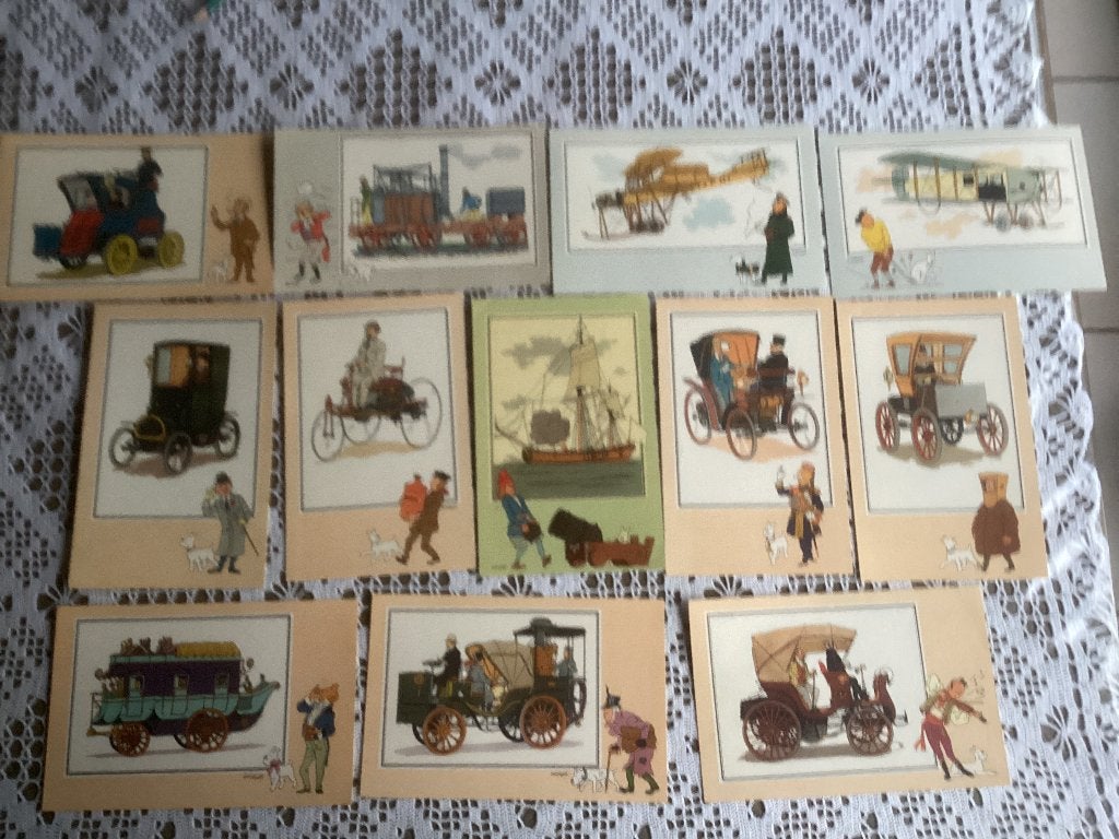 12 prenten chromos Kuifje tintin zien en weten, Verzamelen, Ophalen of Verzenden, Kuifje, Gebruikt