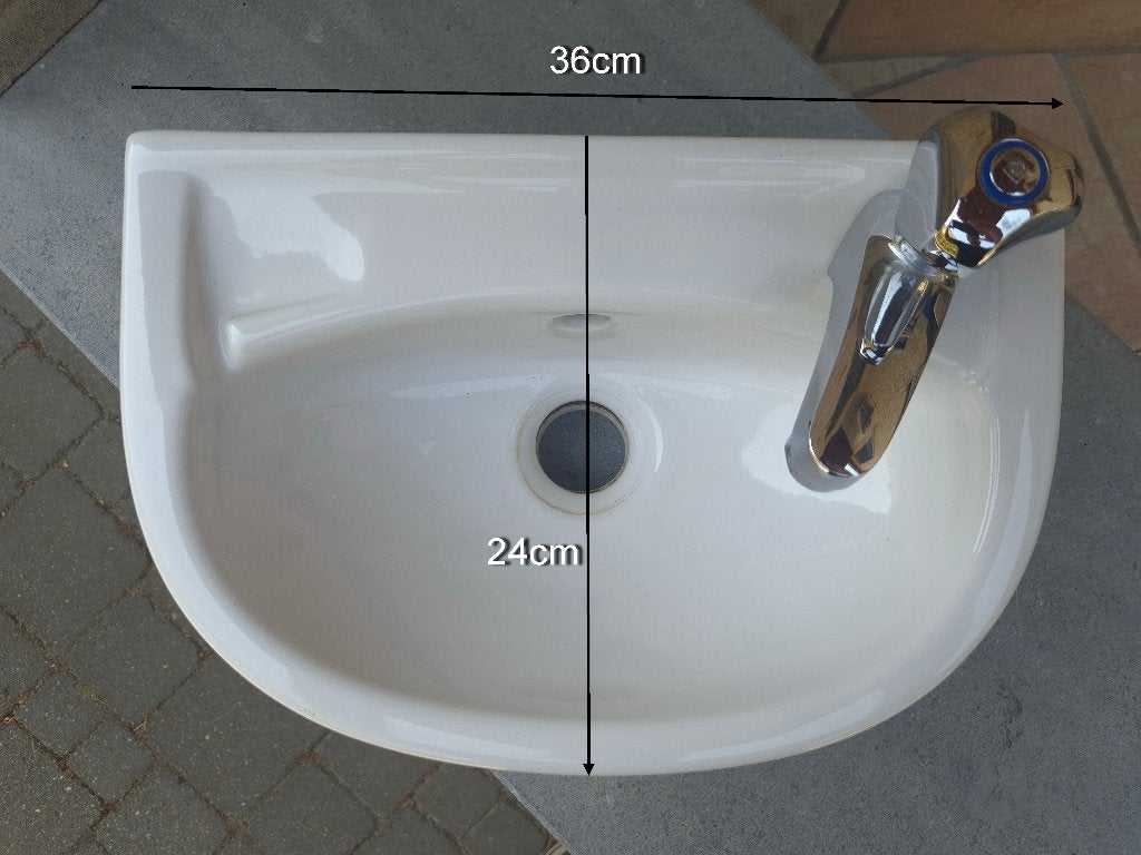 LAVABO KLEIN + GROHE KRAAN, Ophalen, Zo goed als nieuw, Chroom, Kraan