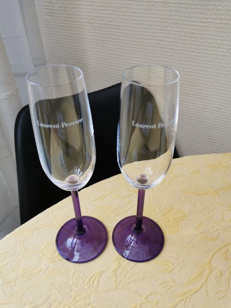 Vintage Laurent-Perrier Champagne Flûtes Amethist Paars, Enlèvement ou Envoi