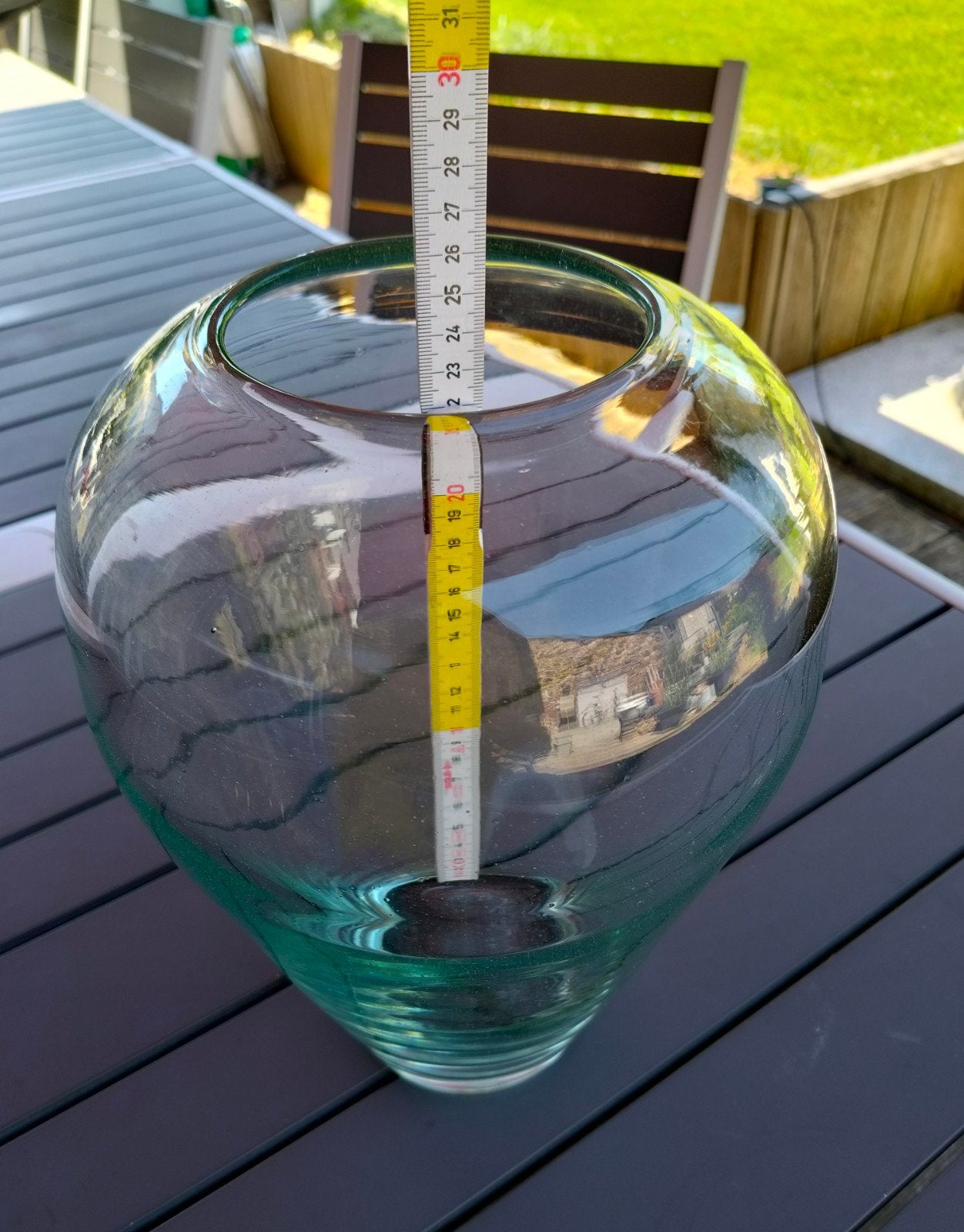 Magnifique vase en verre transparent 2,750 kilos, Enlèvement, Comme neuf, Verre, Moins de 50 cm