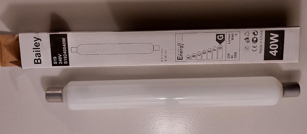 Buislamp 40 W - 310 mm en diameter 38 mm - GRATIS, Ophalen of Verzenden, Nieuw, 30 tot 60 watt, Gloeilamp