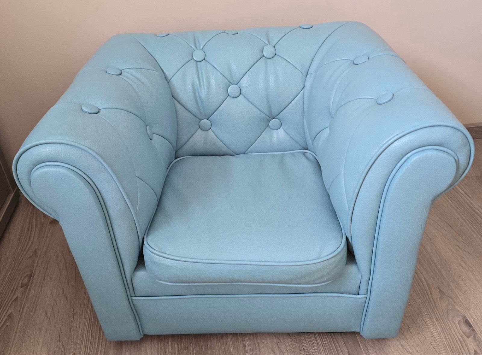 Lederen kinderzetel, Kinderen en Baby's, Kinderkamer | Tafels en Stoelen, Ophalen, Zo goed als nieuw, Stoel(en)