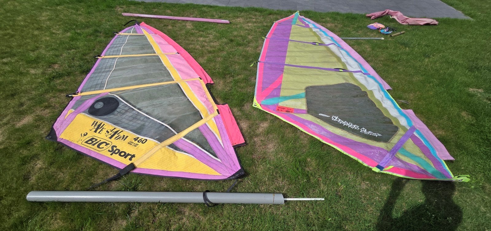 Kit complet de planche à voile, planche + 2 voiles, Avec rallonge de mât, Wishbone, Enlèvement, Utilisé