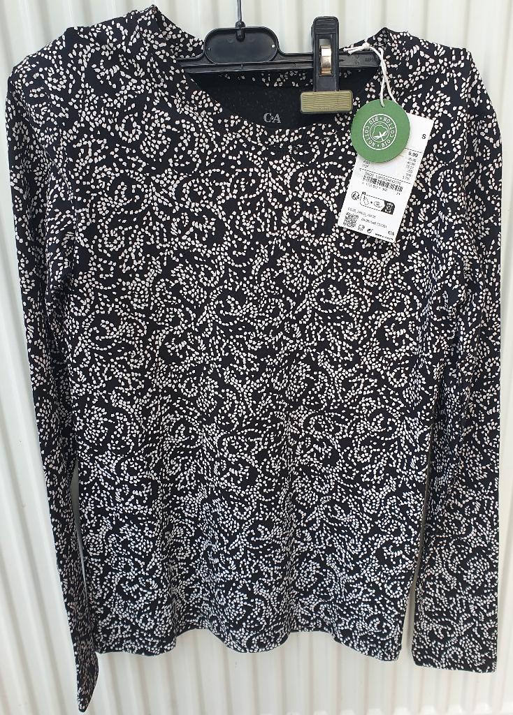 Leuke blouse/t-shirt met lange mouwen van C&A maat S, Kleding | Dames, Blouses en Tunieken, Zwart, Nieuw, Ophalen of Verzenden