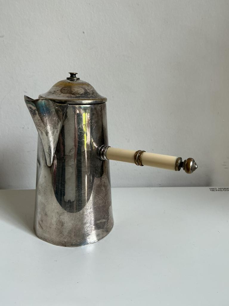 antiek verzilverd kannetje met steel van been, Ophalen of Verzenden