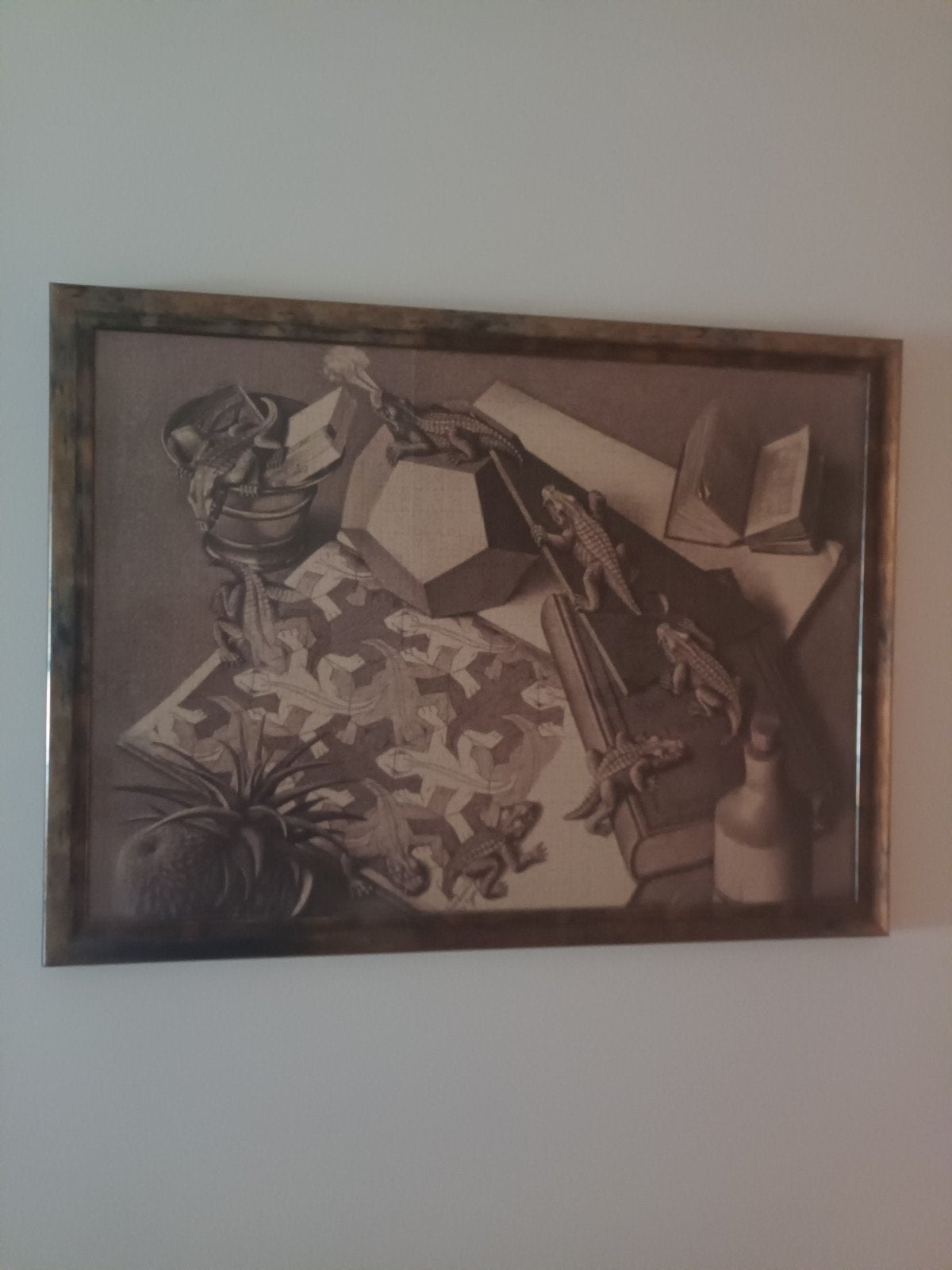 MC Escher puzzel in kader, Ophalen, Tekening, Ingelijst