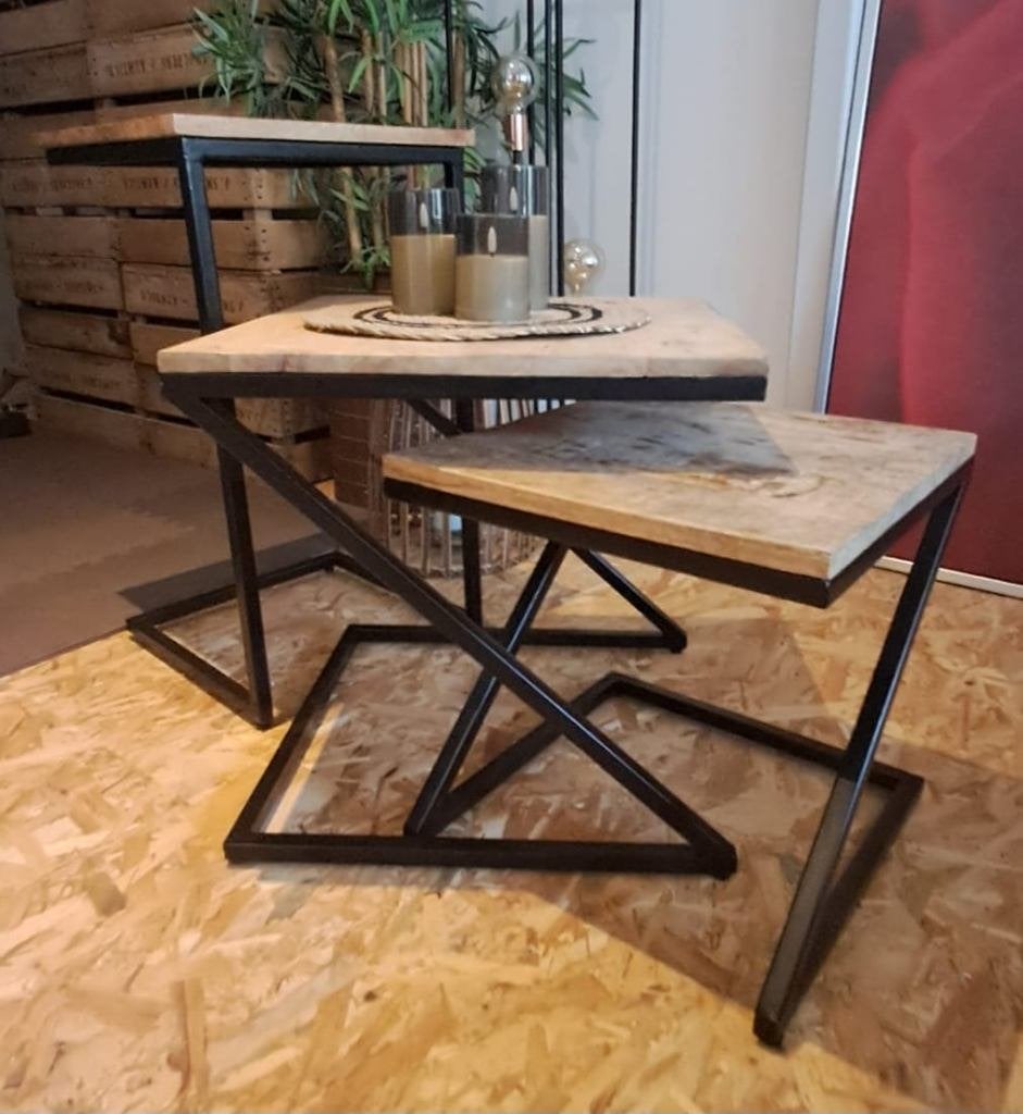 Set Salontafels, Ophalen, Minder dan 50 cm, Vierkant, Zo goed als nieuw