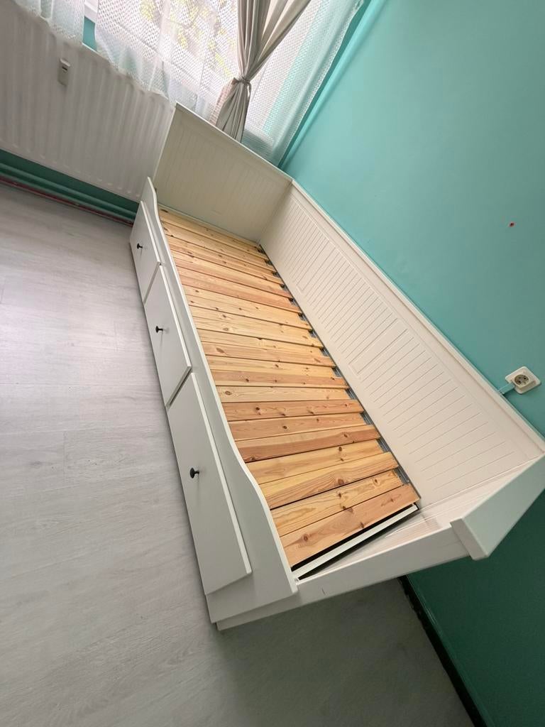 Lit banquettes, Huis en Inrichting, Slaapkamer | Bedden, Gebruikt, Wit, Tweepersoons, Ophalen of Verzenden