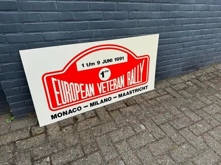 European Veteran Rally 1991 Monaco Milano Maastricht Bord, Verzamelen, Merken en Reclamevoorwerpen