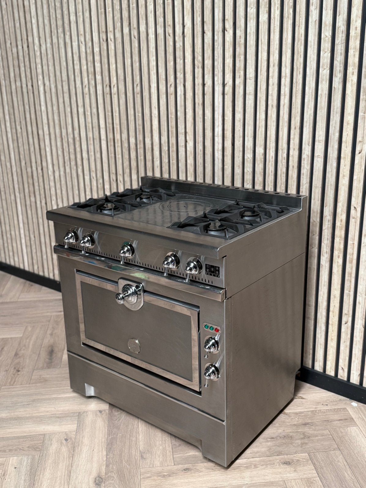 La Cornue Grand Maman 90cm Inox + Elektrische Oven, Ophalen of Verzenden, Grill, Gas