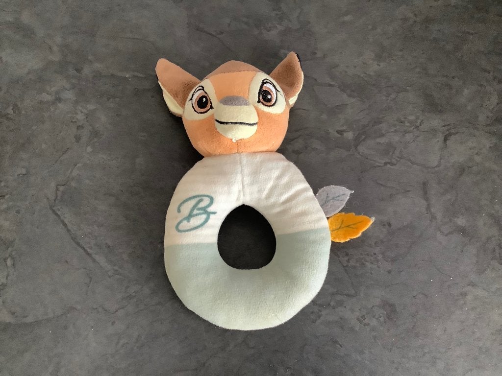 Disney Bambi pluche rammelaar, Kinderen en Baby's, Speelgoed | Babyspeelgoed, Ophalen of Verzenden, Zo goed als nieuw, Rammelaar