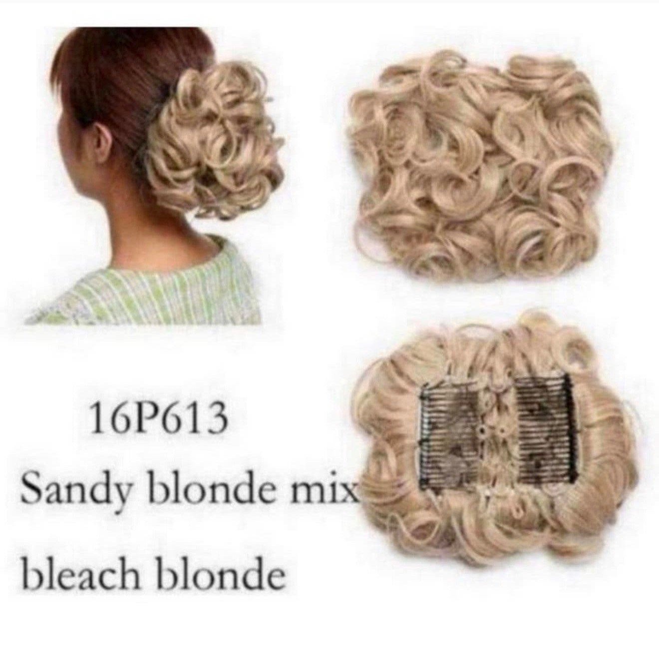 Coiffure en chignon Blonde Big Thick Curls Scrunchie Blond, Enlèvement ou Envoi, Neuf, Perruque ou Extension de cheveux