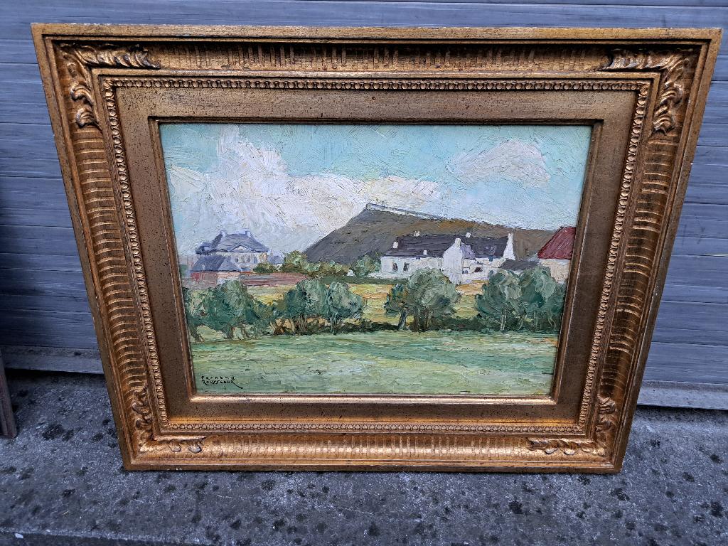 huile sur toile village signe fernand rousseaux, Ophalen of Verzenden