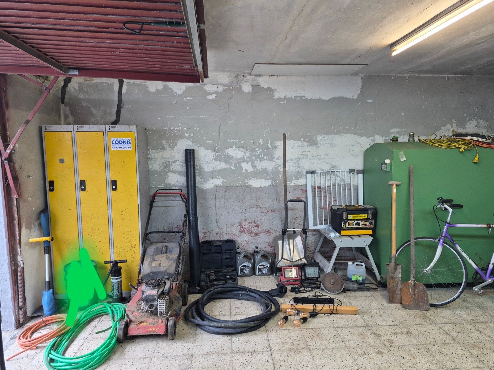Groot lot garagegerief - tuinmateriaal + koersfiets, Ophalen, Gebruikt