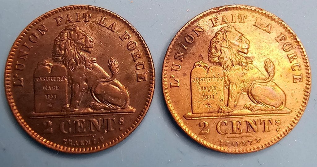 Zeldzame Muntfout! 2 Centiemen 1919 Albert I, Timbres & Monnaies, Enlèvement ou Envoi, Autre, Série