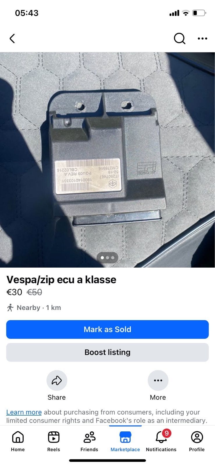 A klasse ecu vespa/zip e4, Caravanes & Camping, Enlèvement ou Envoi, Comme neuf