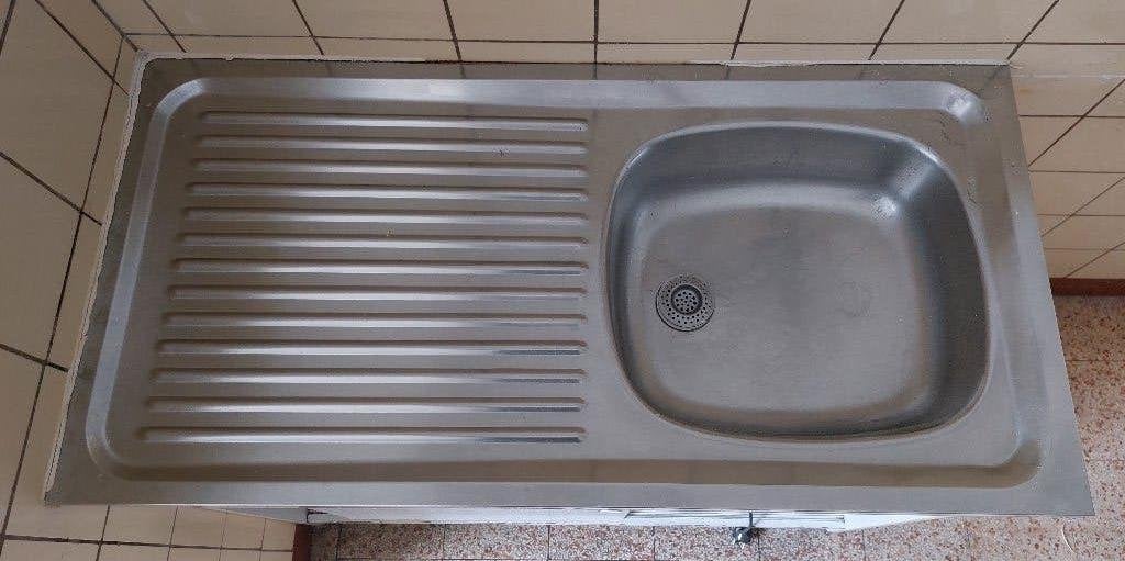 Évier 100 cm x 50 cm en acier inoxydable, Maison & Meubles, Moins de 25 cm, Enlèvement, Utilisé, 50 à 100 cm