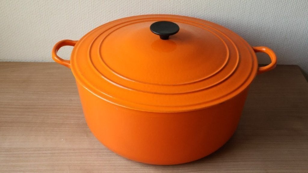 Extra grote kookpan Le Creuset, Huis en Inrichting, Ophalen, Gebruikt, Gietijzer, Le Creuset