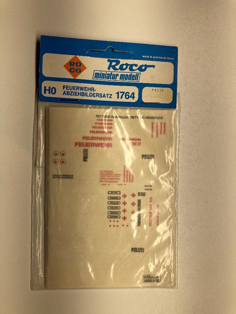 Roco 1764 - Set decals 'hulpdiensten', Hobby en Vrije tijd, Ophalen of Verzenden, Nieuw, Roco