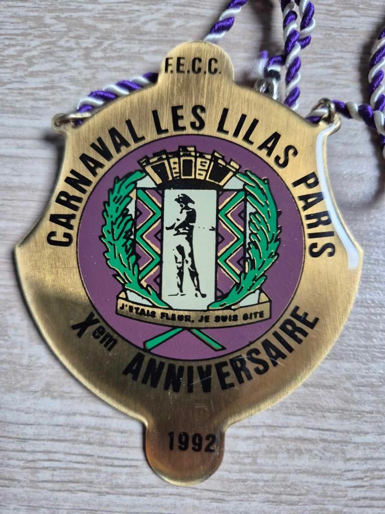 Carnaval medaille F.E.C.C. Carnaval les lilas Parijs 1992, Ophalen of Verzenden