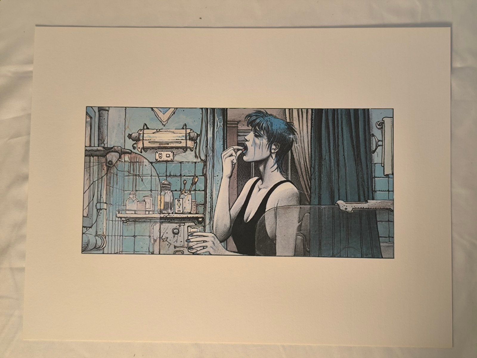 Enki Bilal — Tirage d'art/ex-libris « Jill Cinema » (Nikopol, Antiquités & Art, Art | Dessins & Photographie, Enlèvement ou Envoi