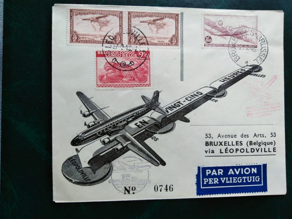 Postzegels op brief Sabena Brussel-Leopolville 22/05/45, Luchtvaart, Met envelop, Ophalen of Verzenden, Luchtpostzegel