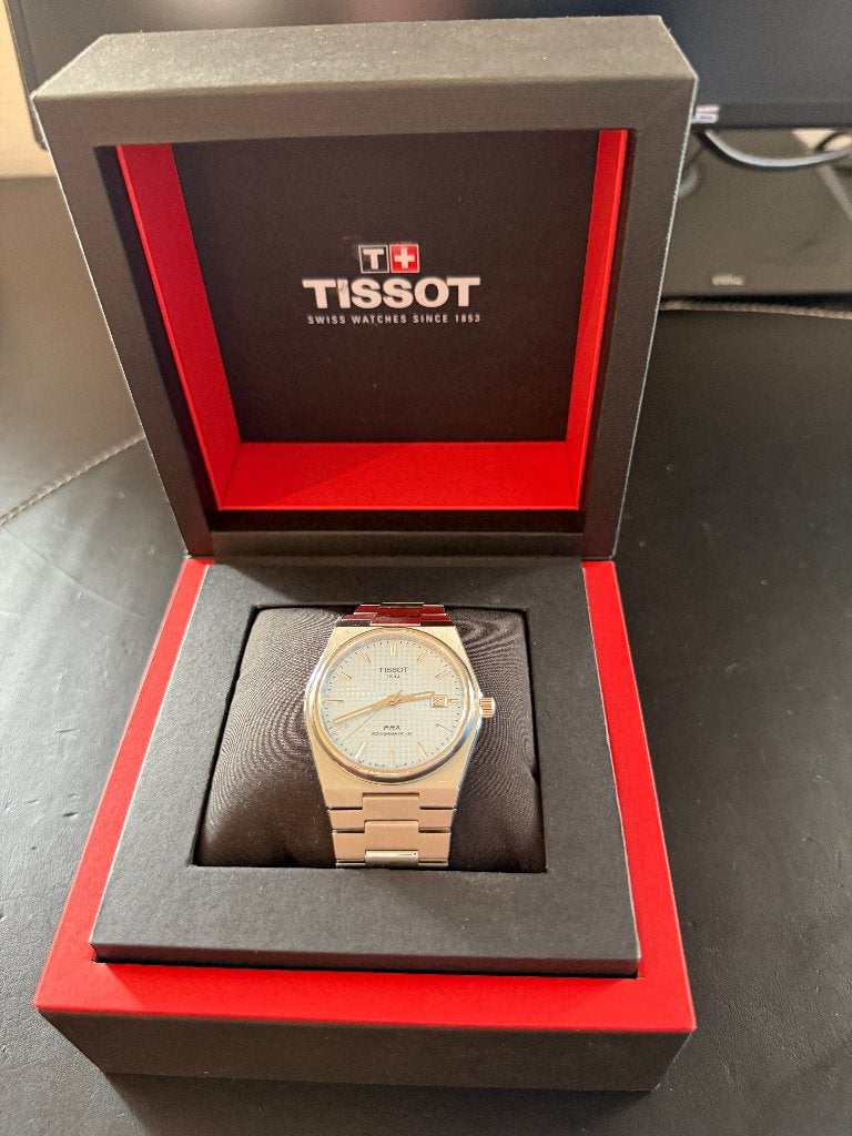 TISSOT PRX Powermatic 80 40mm Ice Blue - Excellent état, Montre-bracelet, Autres marques, Enlèvement ou Envoi, Acier