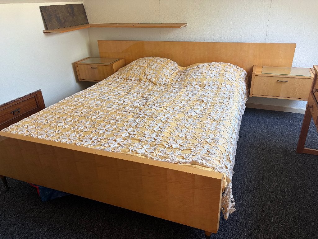 Bed, Autres dimensions, Queen size, Beige, Vintage