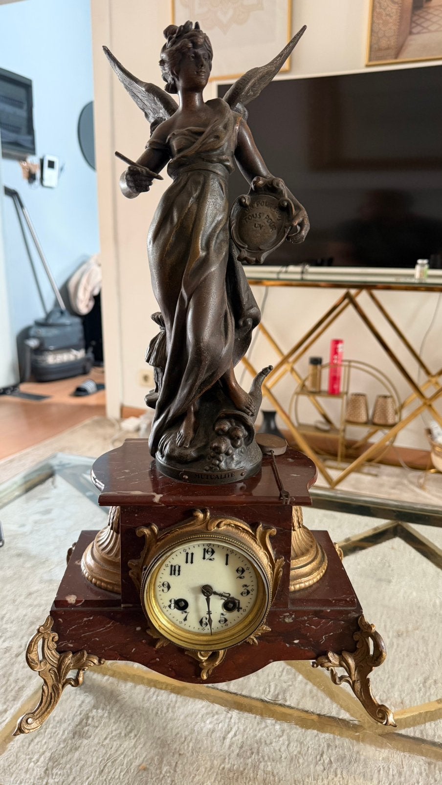 Set de cheminée avec horloge, Antiquités & Art, Enlèvement