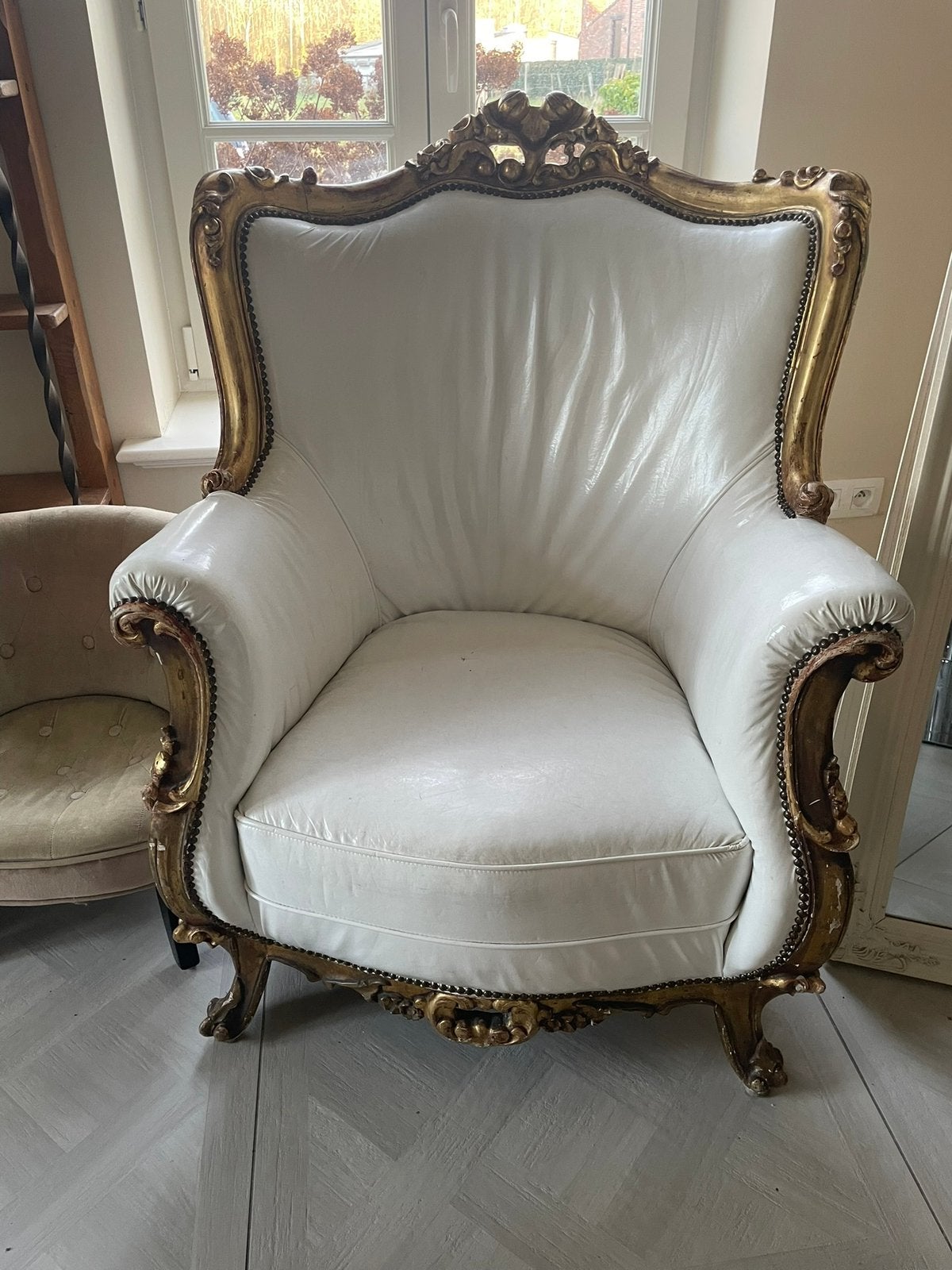 Mooie barokfauteulle wit goud, Antiek en Kunst, Ophalen