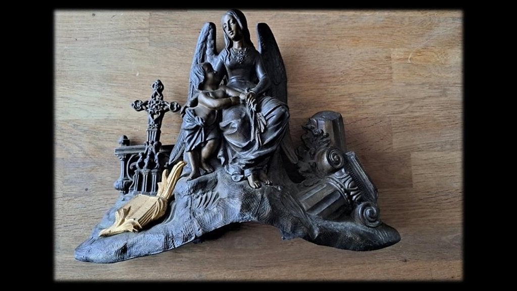 Grafsculptuur - Madonna met kind - brons, Antiek en Kunst, Ophalen