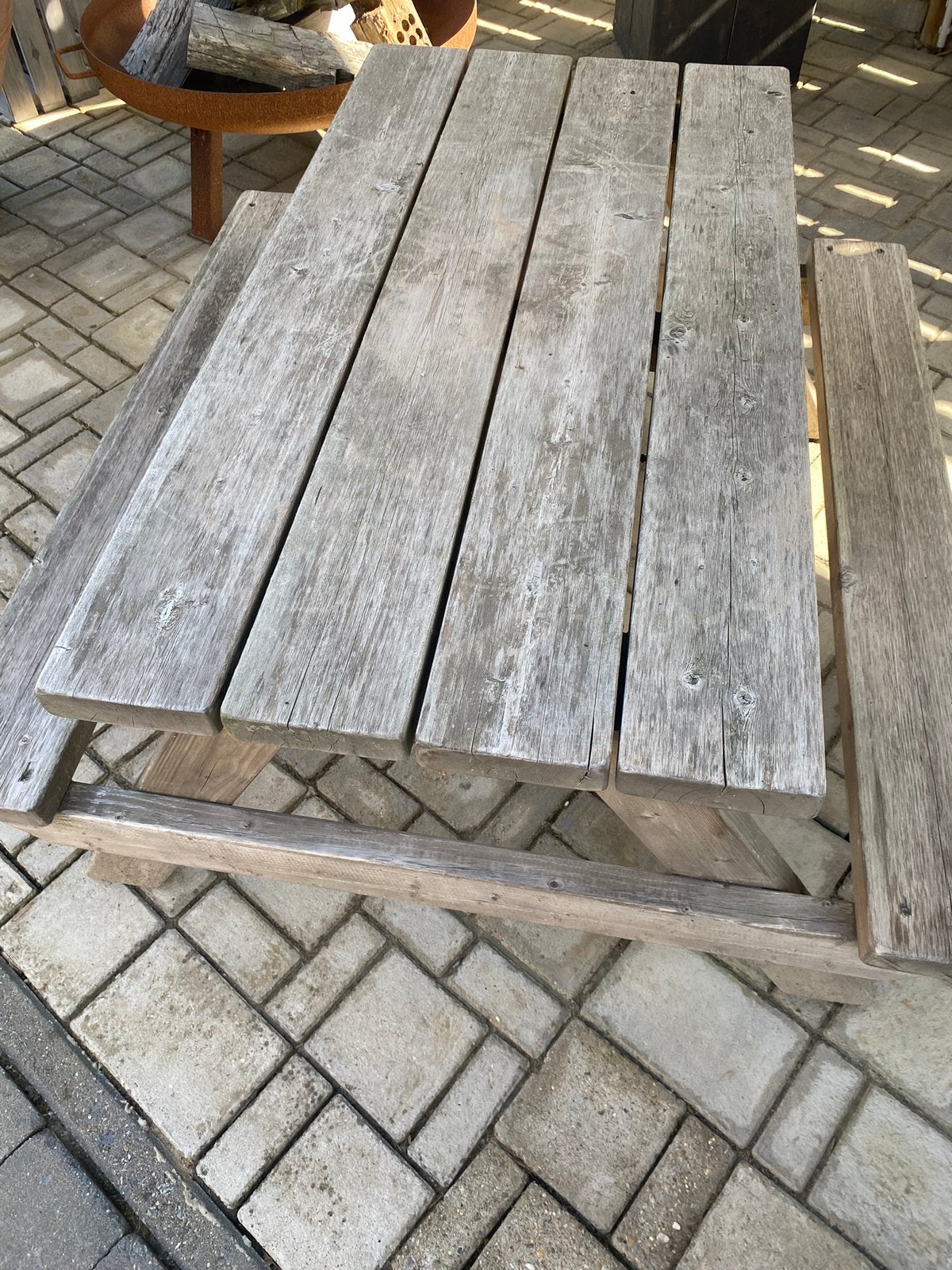 Stevige pic nic tafel, Tuin en Terras, Ophalen, Gebruikt, Rechthoekig, Hout