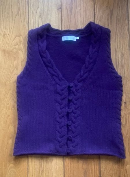 Merino wol mouwloos cardigan Pauline B dames maat S-M, Kleding | Dames, Verzenden, Paars, Nieuw, Maat 36 (S)