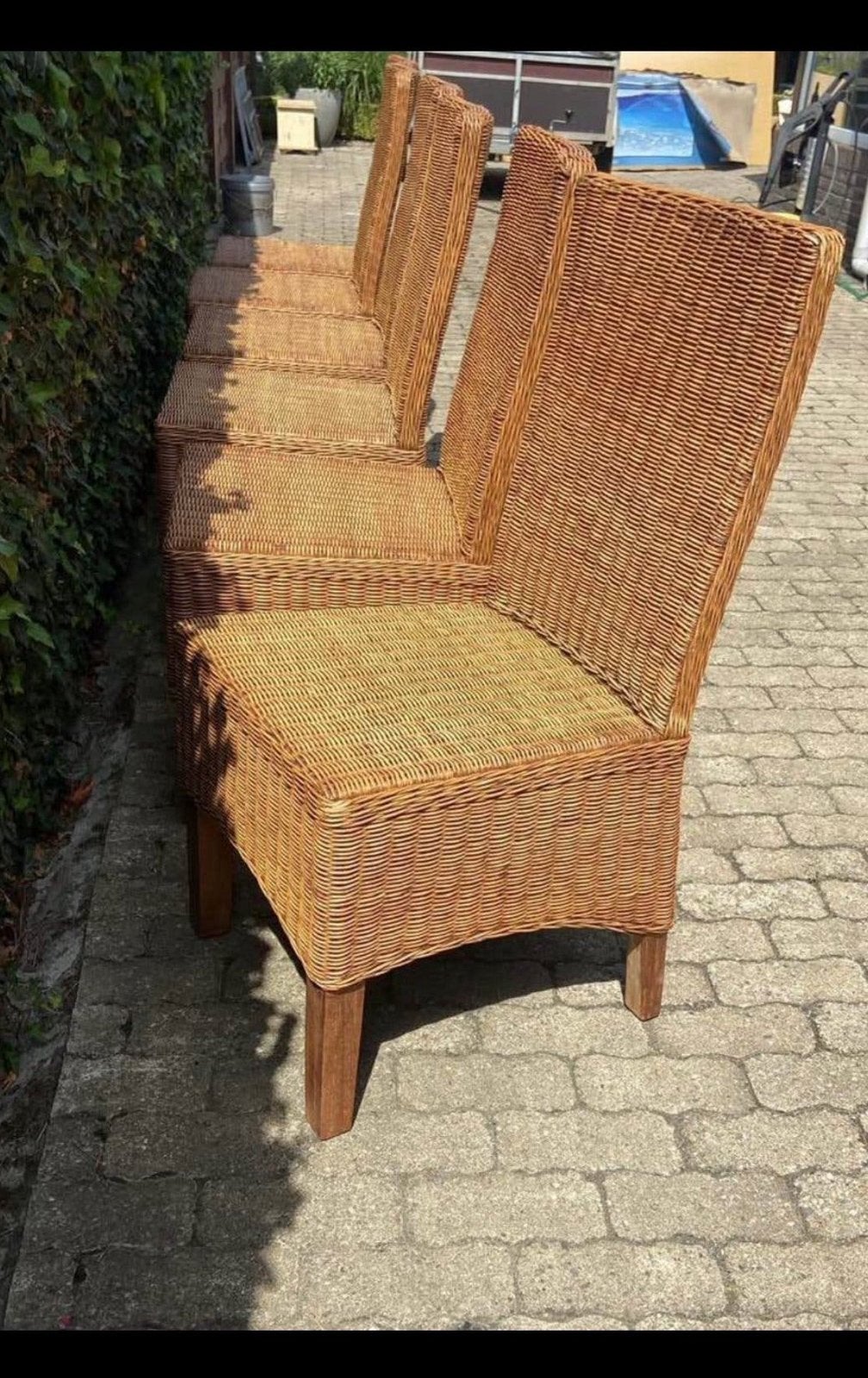 6 rieten eetkamerstoelen – set, Ophalen, Gebruikt