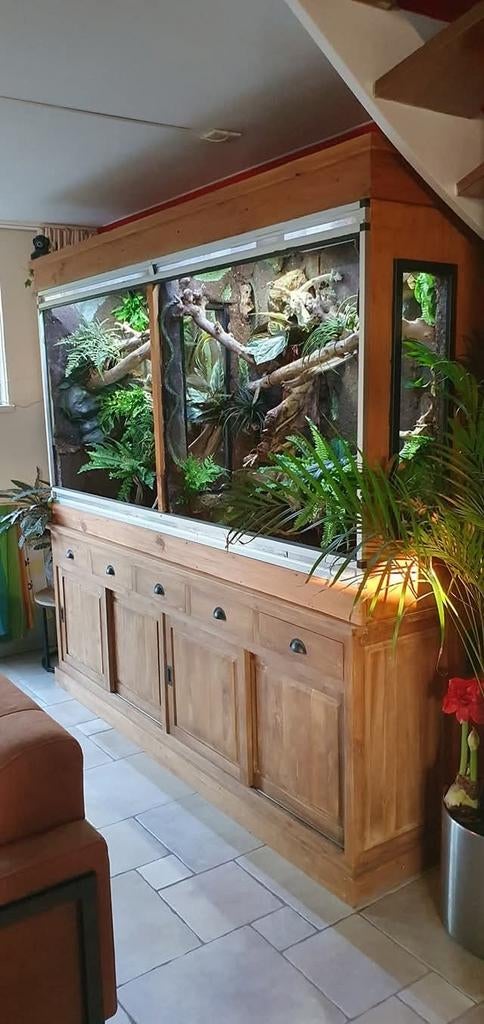 Uniek groot dubbel terrarium met 3D achterwand, bovenkast, Dieren en Toebehoren, Reptielen en Amfibieën | Toebehoren, Verlichting
