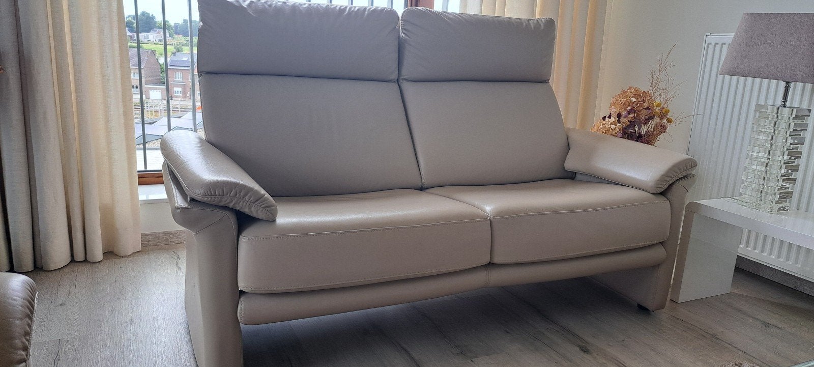 mooie 2-zit zetel in leder, Huis en Inrichting, Ophalen, Zo goed als nieuw, Tweepersoons, 150 tot 200 cm