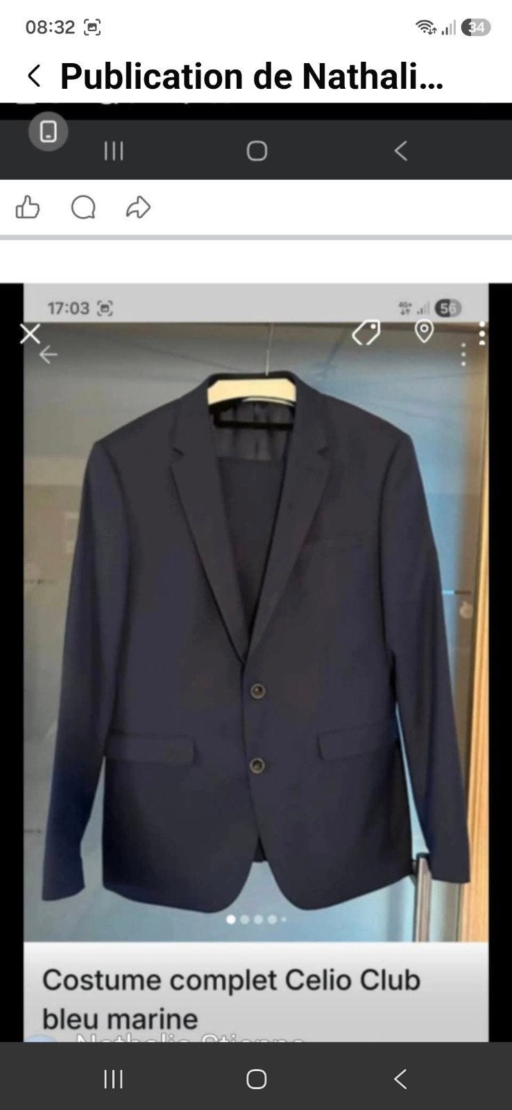 costume entier bleu foncé  impeccable porté 1x, Vêtements | Hommes, Costumes & Vestes, Enlèvement, Bleu