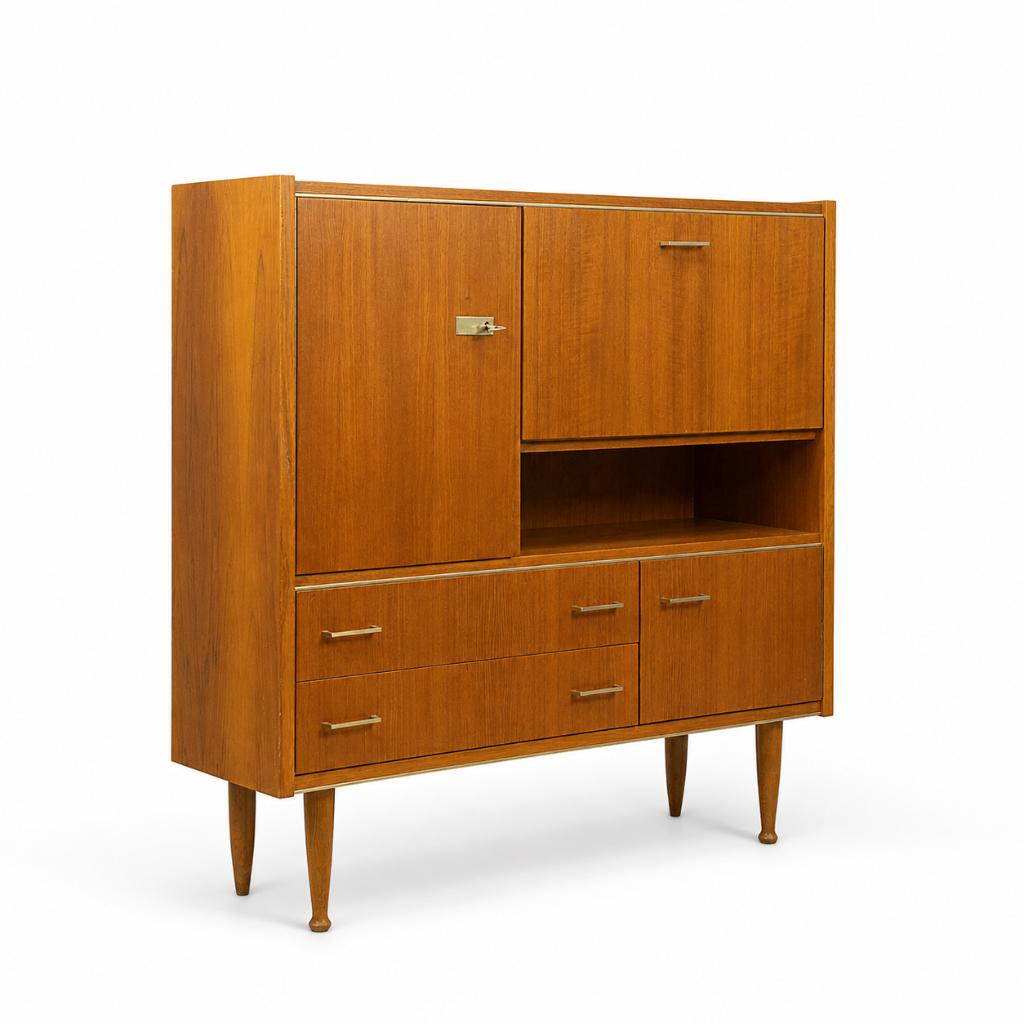 Mid century barkast - teak jaren 60, Huis en Inrichting, Ophalen, 100 tot 150 cm, 100 tot 150 cm, Zo goed als nieuw