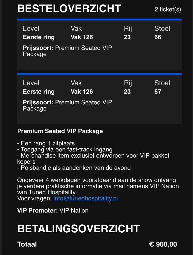 2 Premium VIP tickets Oasis te koop