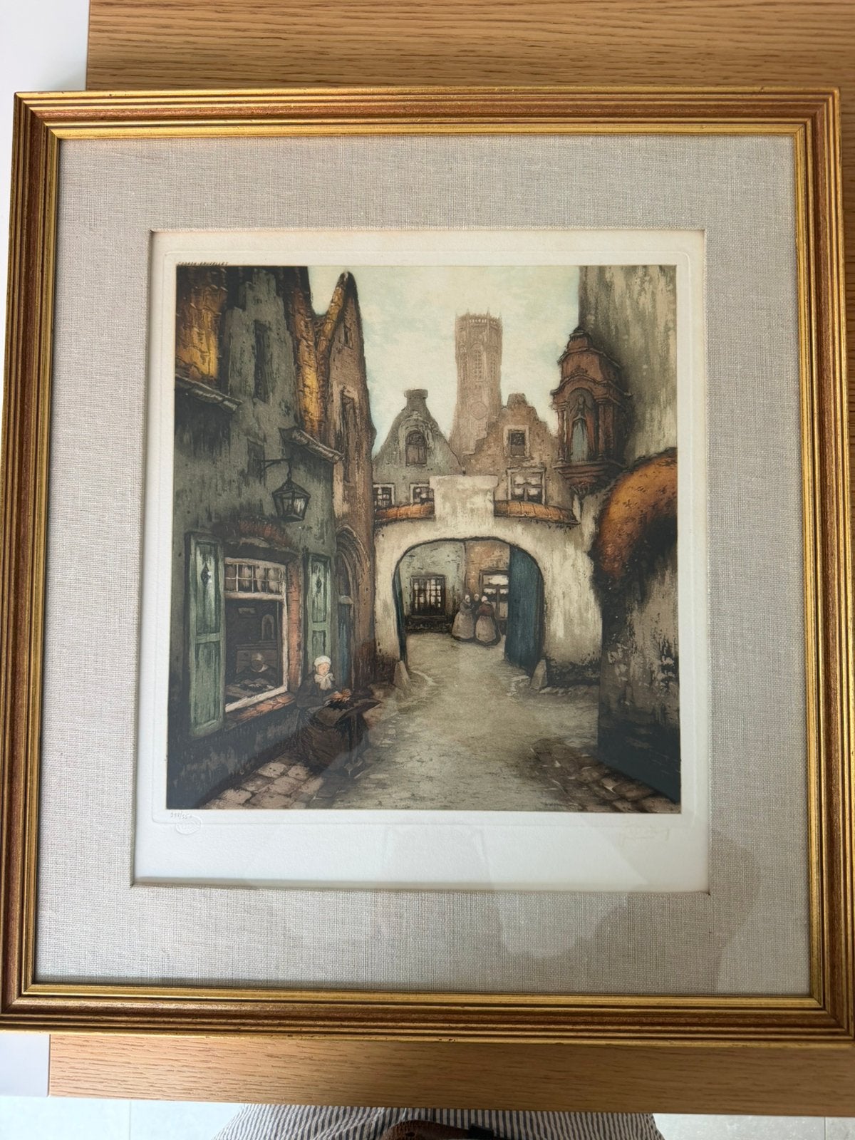 Prachtige ingekaderde genummerde ets Brugge  , Hebbelinck, Enlèvement